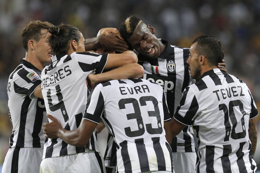 Juventus-Udinese 2-0: l&#39;uomo nascosto dall&#39;abbraccio di gruppo  Claudio Marchisio, autore del gol del raddoppio. Afp